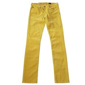 AG  Adriano Goldschmied the Stevie Slim Straight yellow corduroy pants, Size 27